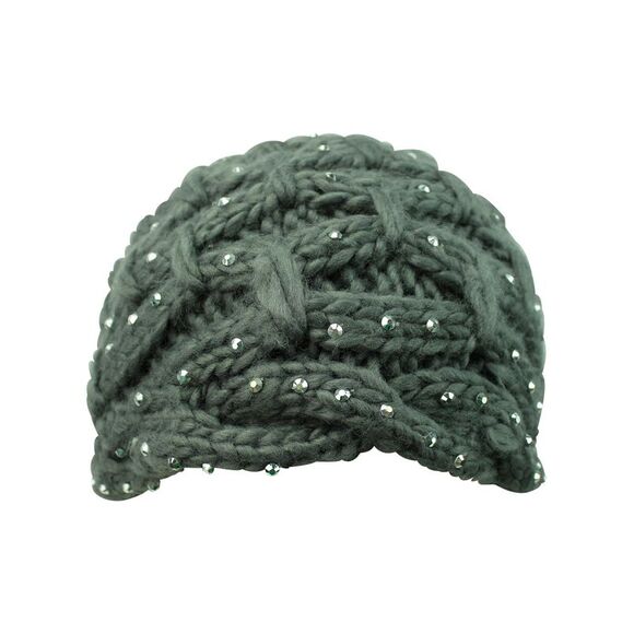 Thick Knit Winter Silver Rhinestone Beanie Hat - Picture 6 of 8